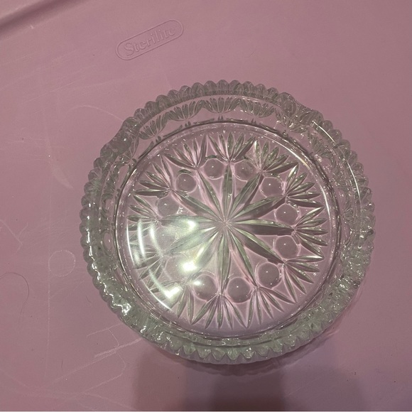 Princess house crystal round 6’ ashtray ornate 3 lite chime set ashtray only - Picture 2 of 9